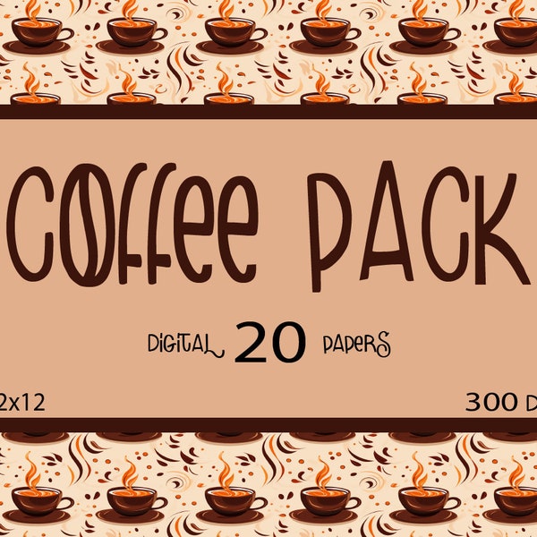 Coffee Digital Paper Pack [High Quality 20pc Digital Papers] - Journal Pages - Phone Background Photo - Scrapbooking Pages - Seamless