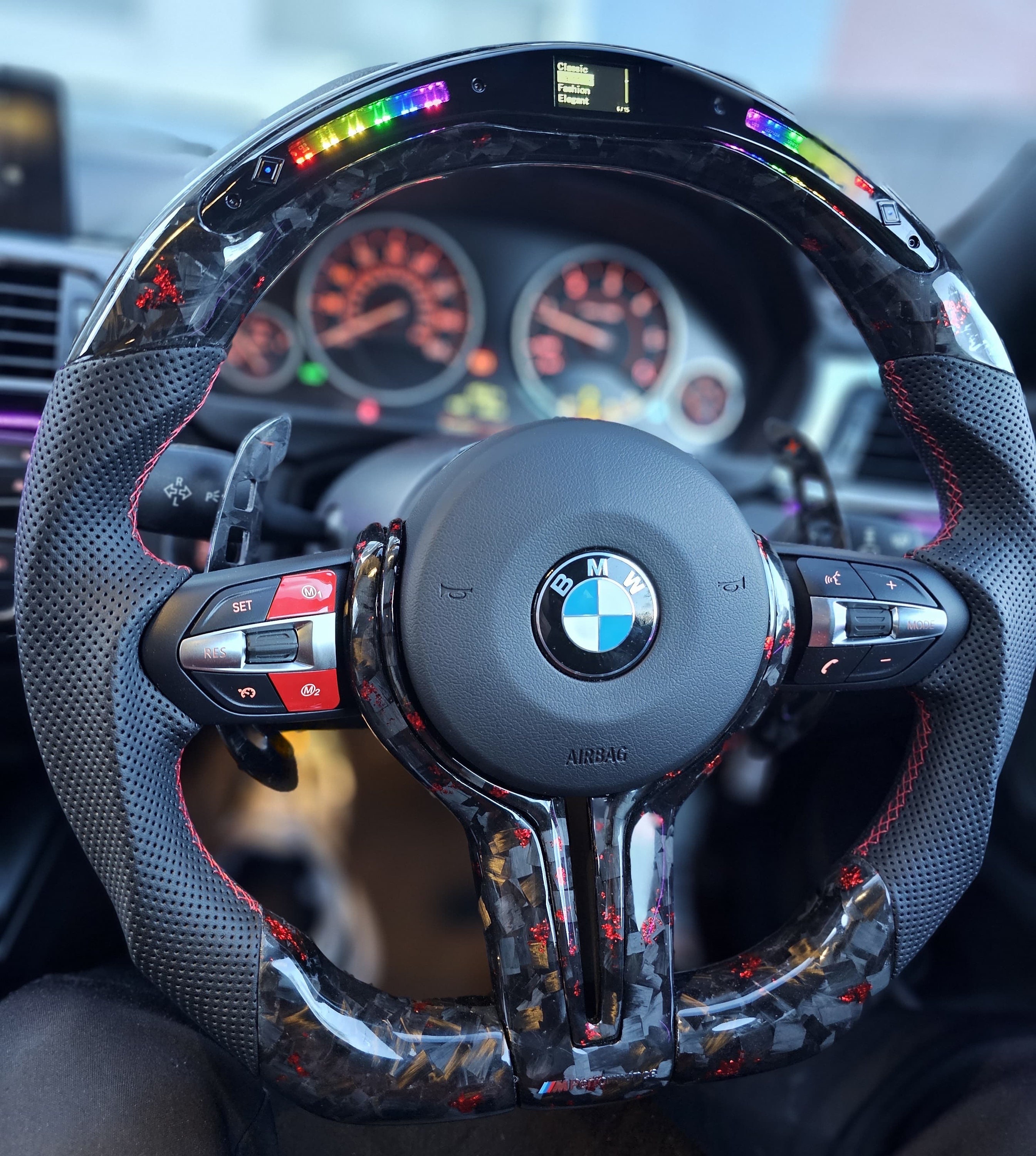 BMW LED Carbon Forged Steering Wheel, High Quality Flat Bottom, 1,2,3,4 ...