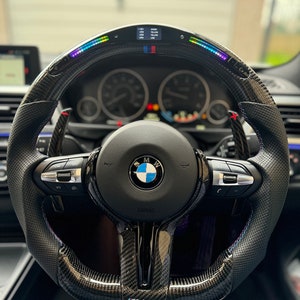 BMW LED Carbon Fibre Steering Wheel, High Quality Flat Bottom