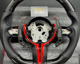 BMW LED Carbon Fibre Steering Wheel, Flat Bottom High Quality Steering Wheel, Christmas Gift