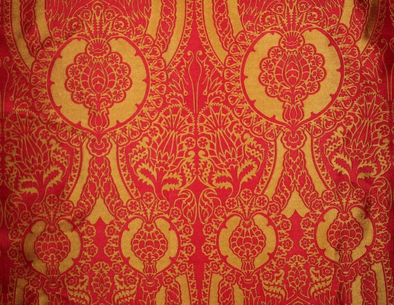 5 meters 100% natural silk medieval vestment fabric damask brocade 15 th century