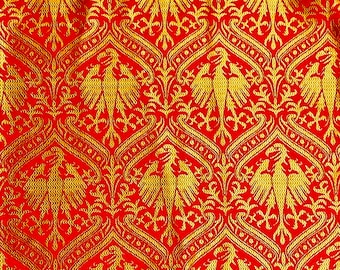 5 meters 100% natural silk medieval vestment fabric damask brocade late 14th century