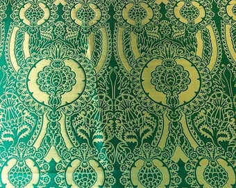 5 meters 100% natural silk medieval vestment fabric damask brocade 15 th century.