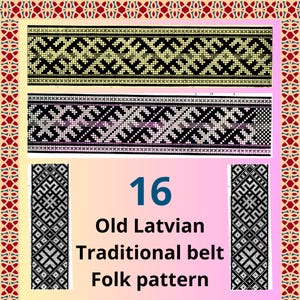 Latvian Folk Belt Pattern: Cross Stitch Embroidery (PDF Download)