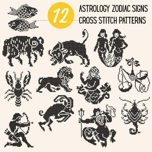 Zodiac Cross Stitch Patterns: 12 Astrology Sign Charts (PDF Download