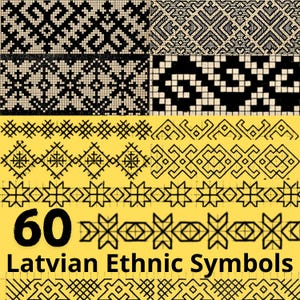 Latvian patterns for embroidery, vintage needlework, Latvian Ethnic symbols, embroidery designs, Latvian signs