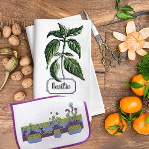 Kitchen Cross Stitch Pattern: Herbal Embroidery Designs (PDF)