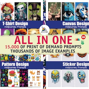 Midjourney Prompts Sticker - Stunning AI Art - Digital Download - 15.000 Prompts Bundle - Save Time and Resources - Highest-quality Images