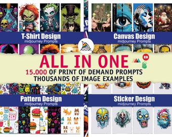 Midjourney Prompts Sticker - Stunning AI Art - Digital Download - 15.000 Prompts Bundle - Save Time and Resources - Highest-quality Images
