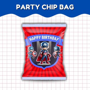 Chip Bag Printable Superhero Theme Decorations Superhero Birthday Party Snack Bag Label Chip Bag Wrapper