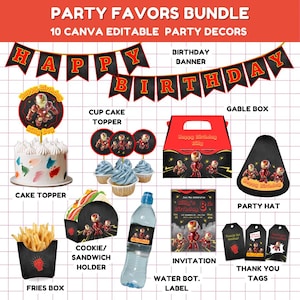 Superhero Themed Party Printables Canva Templates for Birthday Invitations and Decorations