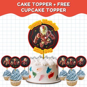 Iron Hero Cake Topper Superhero Party Decor,  Superhero Birthday Cake Topper Custom Superhero Party Decor Boys Birthday Cake Decoration