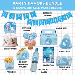 Modèle Canva Décorations de fête de princesse pour filles, thèmes d'anniversaire Lot personnalisable d'accessoires de fête de princesse pour retouche sur toile