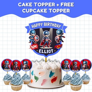 Captain Hero Cake Topper Superhero Party Decor Superhero Birthday Cake Topper Custom Superhero Party Decor Boys Birthday Cake Decoration