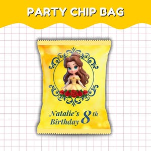 Prinzessin Geburtstag Themed Party Snack Beutel Label Princess Chip Bag Printable Chip Bag Wrapper Princess Favors Template
