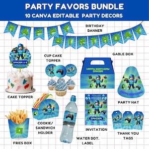 Roblox Gamer Boy Party Favor Printable Bundle for Birthday Loot Bags Decorations and Instant Download Kids Gaming Party Supplies