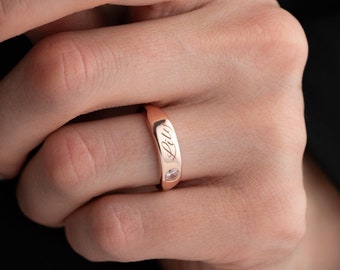 Birthstone Name Ring Personalized Birthstone Ring with Name Ring with Birthstone Custom Name Ring Dainty Birthstone Ring Gift for Mom