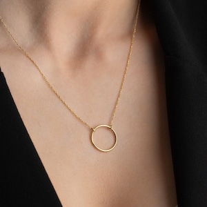 Dainty Gold Circle Necklace Simple Circle Necklace Sterling Silver Circle Necklace Circle Pendant Necklace