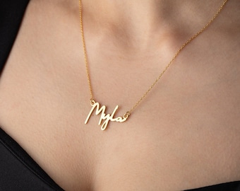 Dainty Gold Handwriting Necklace with Name 925 Sterling Silver Name Necklace Custom Name Necklace Women Personalized Name Plate Necklace