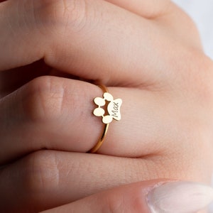 Custom Paw Print Ring Dainty Dog Paw Ring Personalized Dog Memorial Ring Sterling Silver Pet Memorial Ring Dog Remembrance Gift for Women