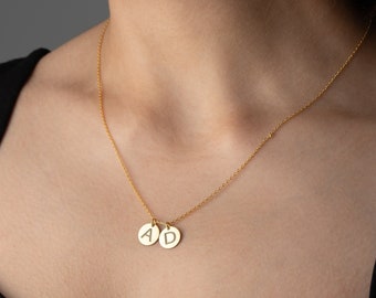 Initial Disc Necklace,Personalized Tiny Disc Necklace Personalized Letter Necklace Custom Initial Necklace Custom Engraved Disc Necklace