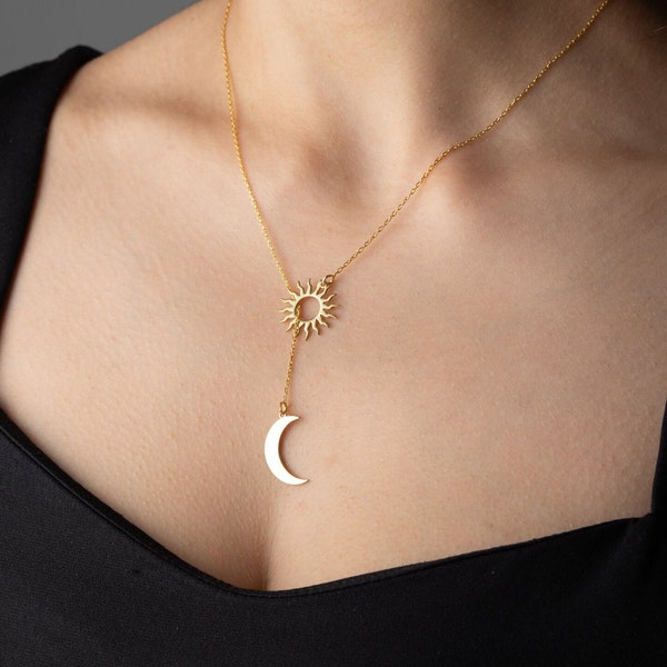 Collar de pareja de sol y luna Collar de sol y luna Parejas de plata Conjunto de collar de luna y sol Collar de amistad de sol y luna Colgante de sol y luna