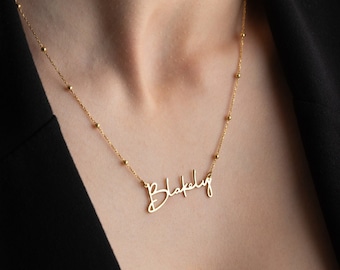 Ball Chain Dainty Name Necklace Custom Gold Name Necklace for Women Personalized Sterling Silver Name Necklace Personalized Gift for Mom