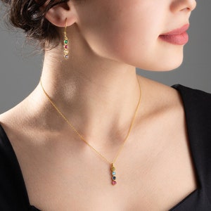 Birthstone Necklace and Earrings Set for Women Birthstone Jewelry Set