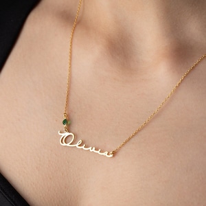 Name and Birthstone Necklace with Name Birthstone Name Necklace Personalized Name Necklace with Birthstone Necklace with Name and Birthstone