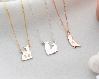 Dainty Gold Pet Initial Necklace Personalized Dog and Cat Necklace with Letter Dainty Dog Necklace for Mom Multiple Pet Necklace for Women