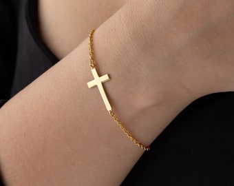 Silver Cross Bracelet Women Christening Bracelet Jesus Bracelet Bible Verse Bracelet Christian Gifts for Christening Gift for Girl