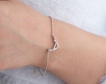 Gold Zodiac Bracelet Custom Dainty Sterling Silver Zodiac Shape Bracelet Gold Constellation Bracelet Personalized Horoscop Bracelet