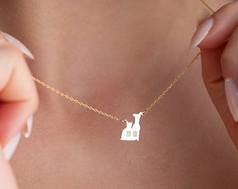 Pet Initial Necklace Gold Personalized Dog and Cat Necklace with Letter Dainty Dog Necklace for Mom Multiple Pet Necklace for Women