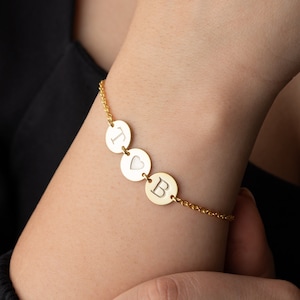 Silver Initial Bracelet Personalized Letter Bracelet Initial Disc Bracelet Personalized Initial Bracelet Personalized Disc Bracelet