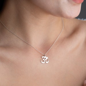 Sterling Silver Ohm Necklace Gold Yoga Necklace Silver Om Necklace Gold Aum Necklace Yoga Teacher Gift Ohm Pendant for Women