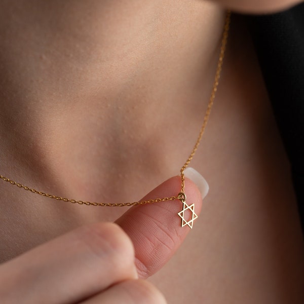 Dainty Star of David Necklace Gold Magen David Necklace Silver Jewish Star Necklace Religious Star Necklace Star of David Pendant