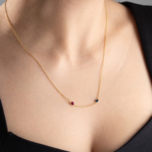 Dainty Gold Family Birthstone Necklace for Mothers Day Gift Custom Birthstone Necklace for Grandma Multiple Birthstone Necklace for Mom