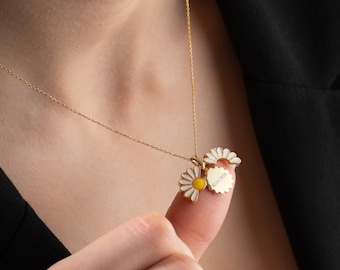 Gepersonaliseerde Daisy ketting sierlijke gepersonaliseerde verborgen naam Daisy ketting aangepaste geheime boodschap bloem ketting romantische boodschap ketting