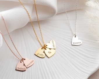 Heart Name Necklace with Heart Multiple Name Necklace Personalized Heart Necklace Multiple Heart Necklace with Name Heart Family Necklace