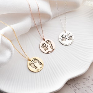 Actual Baby Footprint Necklace Newborn Footprint Necklace Personalized Baby Handprint Necklace Baby Keepsake Stillborn Gift for New Mom