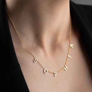 Colar com pingente inicial de ouro 14K para mulheres, colar delicado com letras douradas, colar com nome personalizado e coração, colar inicial de prata esterlina