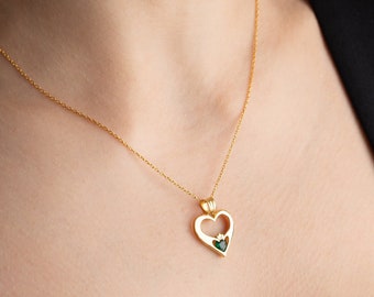 Birthstone Heart Necklace with Birthstone Necklace with Heart Birthstone Necklace Heart Shaped Birthstone Necklace