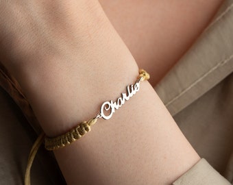 Personalized Macrame Bracelet Adjustable Custom Macrame Bracelet Hemp Bracelets Personalized Name Bracelet for Women Custom String Bracelet