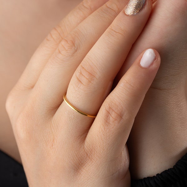 Thin Wedding Band Women Thin Wedding Ring for Women Thin Stacking Ring for Her Dainty Eternity Band Minimalist Wedding Ring