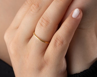 Thin Wedding Band Women Dainty Thin Wedding Ring for Women Thin Stacking Ring for Her Dainty Eternity Band Minimalist Wedding Ring