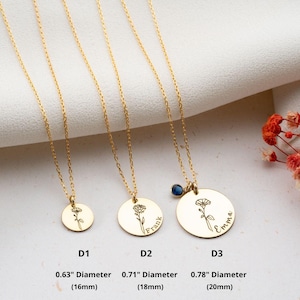 Dainty Birth Month Flower Necklace Custom Gold Birthflower Necklace Silver Birth Flower Necklace for Mom Personalized Birthflower Necklace