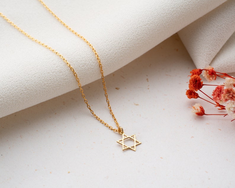 Dainty Star of David Necklace Gold Magen David Necklace Silver Jewish Star Necklace Religious Star Necklace Star of David Pendant image 6