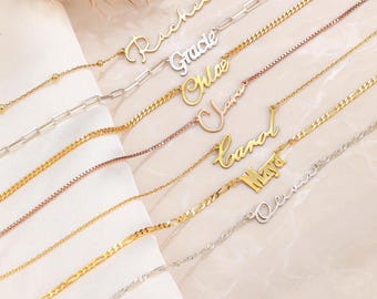 Collana con nome personalizzato, collana con nome personalizzato, regalo per lei, regalo per la festa della mamma, regalo di Natale, collana con targhetta personalizzata per la mamma