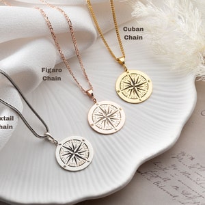Silver Compass Necklace Dainty Coordinate Necklace for Adventurer Nautical Necklace Graduation Gift for Travelers Women and Nautical Pendant image 8