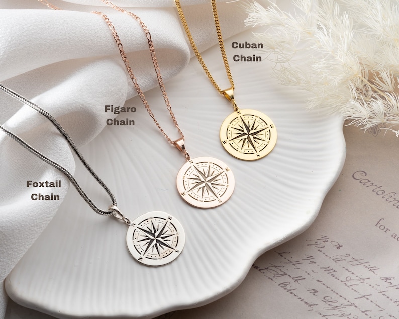 Silver Compass Necklace Dainty Coordinate Necklace for Adventurer Nautical Necklace Graduation Gift for Travelers Women and Nautical Pendant image 8
